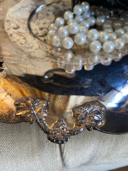 Coronet Silver Plated Dish w/ Handle & Pedestal Base