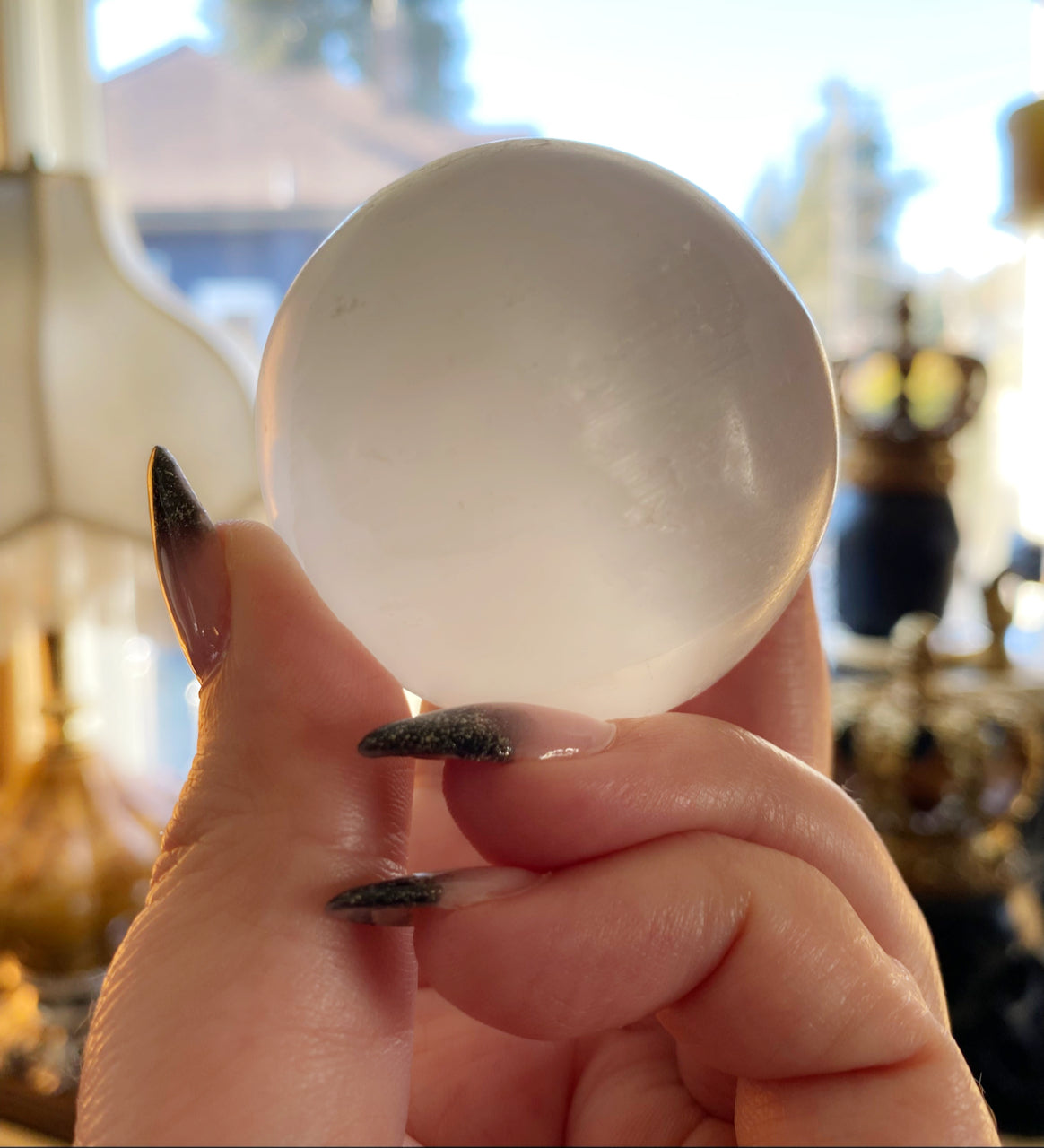 Selenite Orb & Sphere – Cleansing & High Vibration Healing Crystal (Satin Spar)