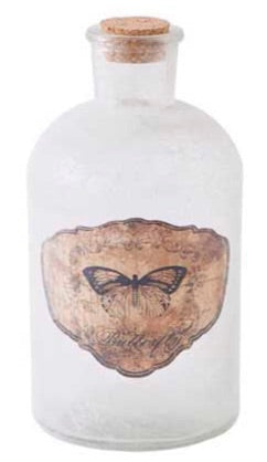 Vintage Glass Bottles w/ Butterfly