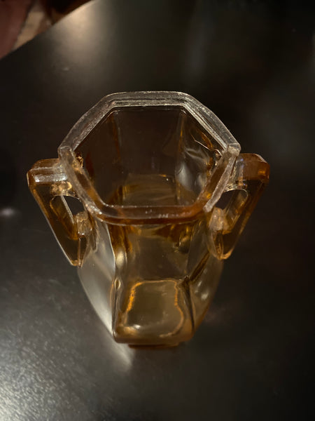 Pink Depression Glass Art Deco Hexagonal vase
