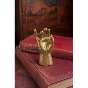 HEAVY PEWTER GOLD LEAF SAINT HAND