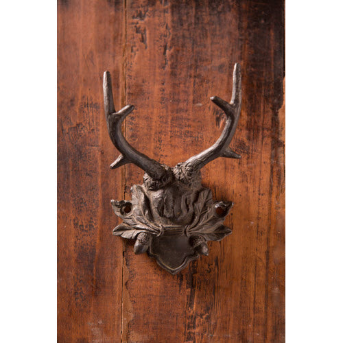 FAUX ANTIQUED BLACK PEWTER ANTLER MOUNT WALL HOOK
