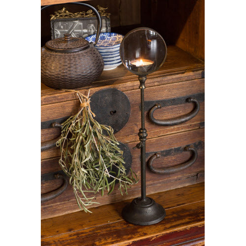 Vintage Iron Candle Holder with Magnifier