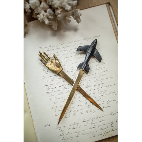PEWTER AIRPLANE LETTER OPENER