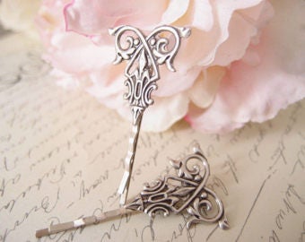 Victorian Style Silver Plated Hair Bobby Pins